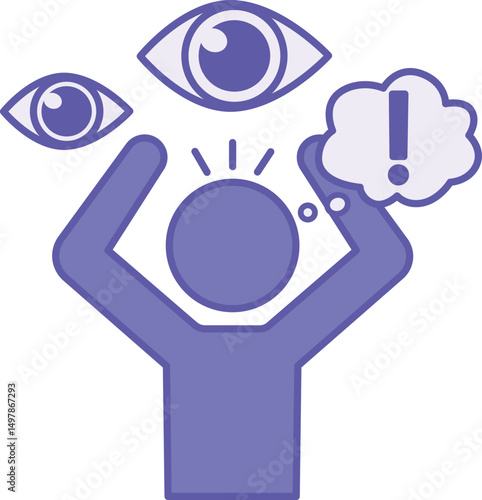 Colored Paranoia Icon. Vector Illustration. Mental Disorder, Suspicion, Mistrust, and Hallucinations. Mental Health Concept