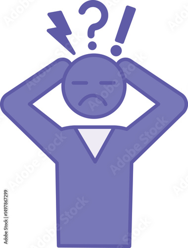 Colored Panic Attack Icon. Vector Illustration. Sudden Attack Of Severe Anxiety. Mental Health Concept