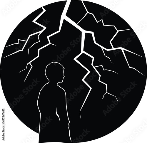 Person Watching Lightning Silhouette
