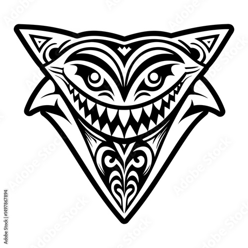 A solid style icon of shark tooth tattoo