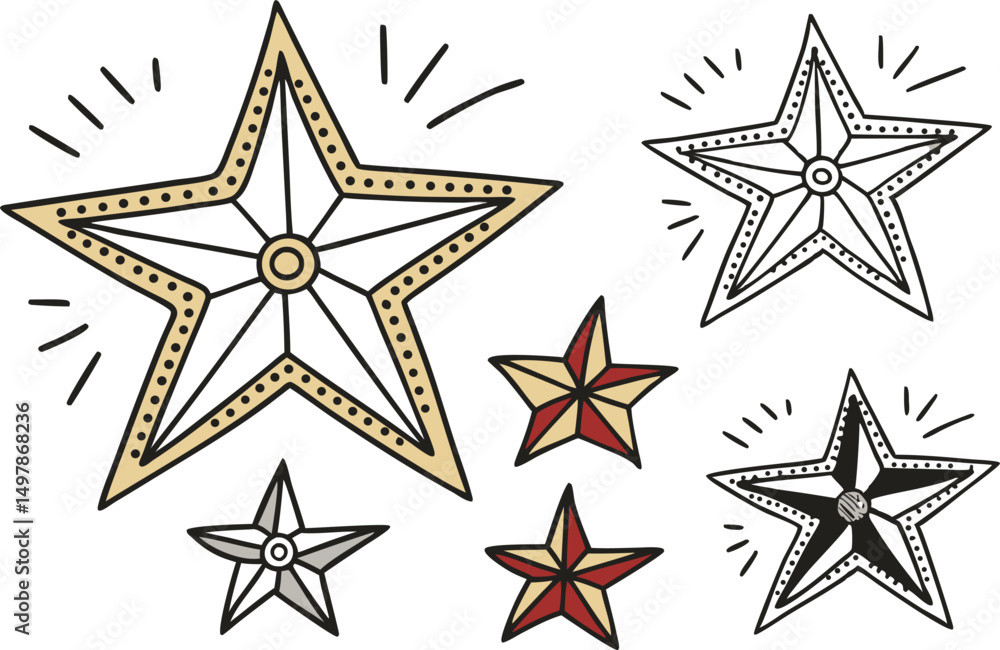 set of golden stars set of golden stars