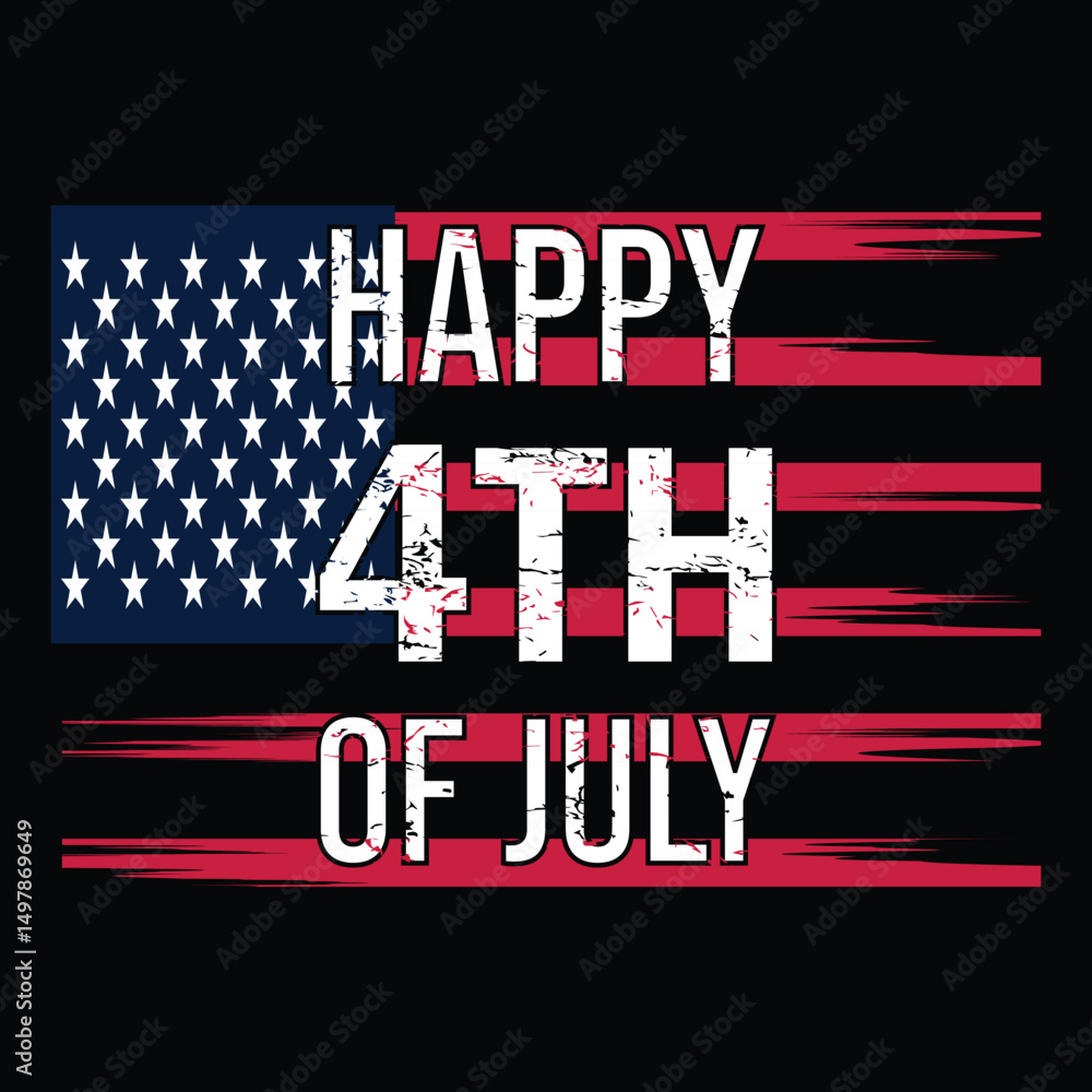 Obraz premium Happy 4th of July typography t-shirt design