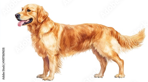 Golden retriever watercolor isolate illustration png 8k realistic

