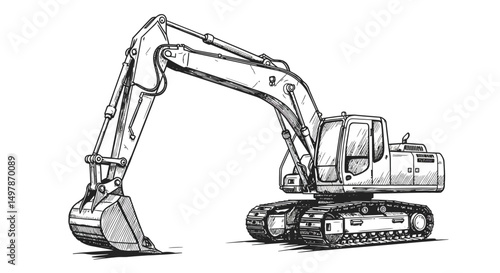 excavator on a white background