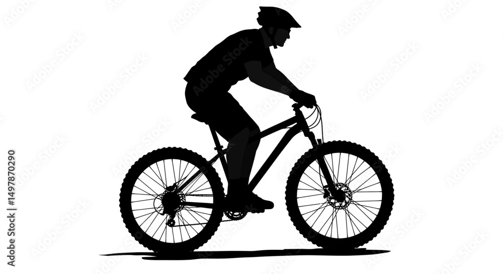 Naklejka premium silhouette of a man riding a bike