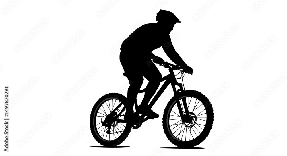 Fototapeta premium silhouette of a man riding a bike