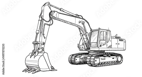 excavator on a white background