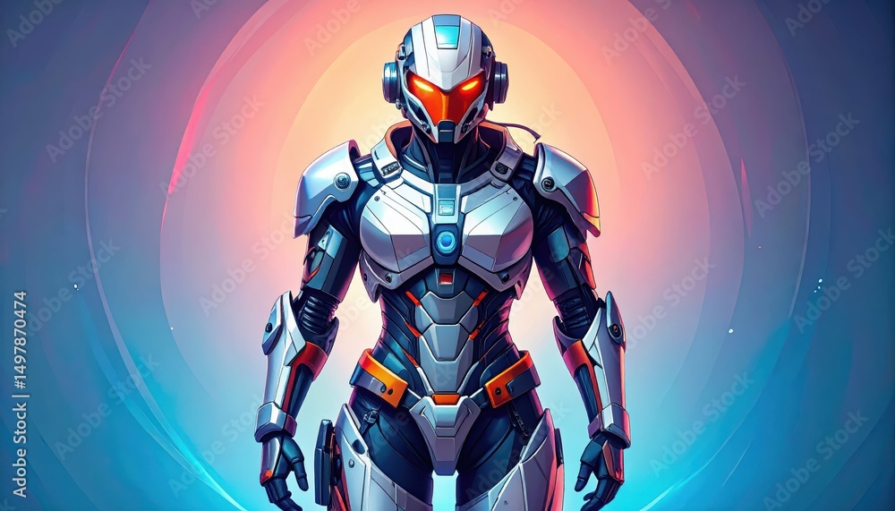 Naklejka premium Futuristic Cybernetic Suit with Enhanced Abilities and Augmentation