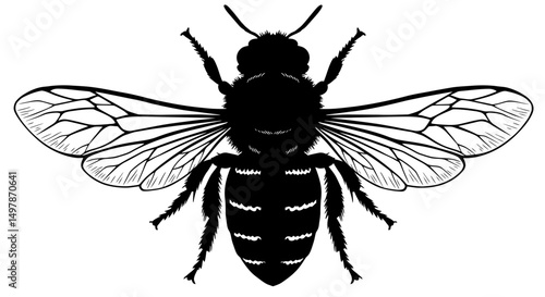 black wasp isolated on white