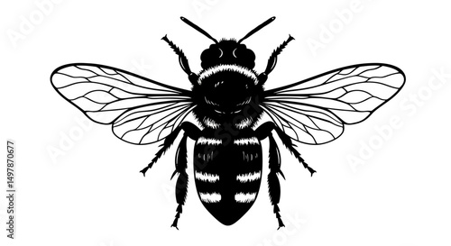 black wasp isolated on white