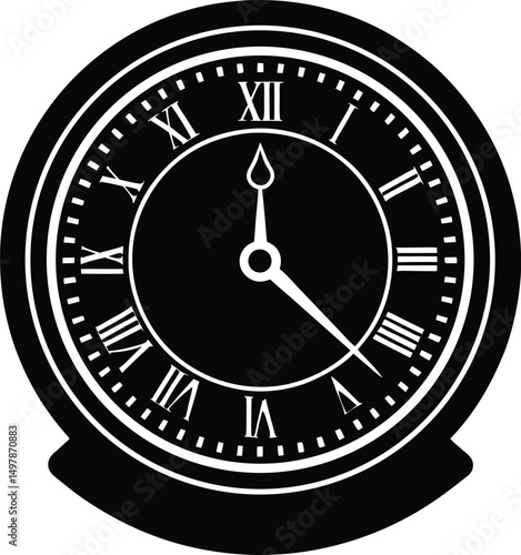 Classic black and white clock face design element