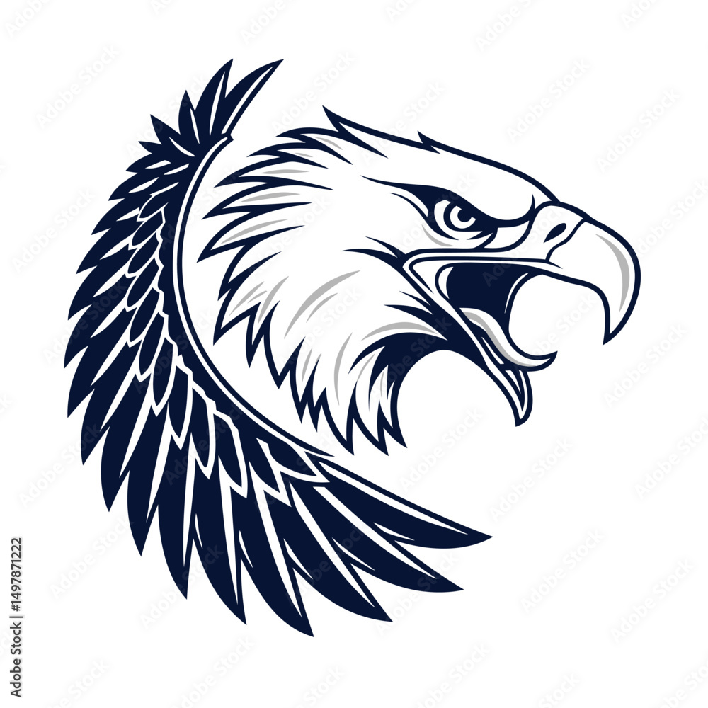 Fototapeta premium Eagle Head Silhouette Logo Illustration. Eagle Head vector art illustration. black eagle logo , icon design.