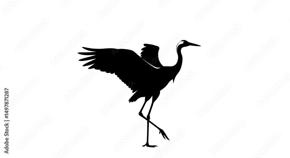 Fototapeta premium heron silhouette isolated on white