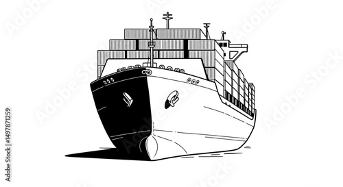 cargo ship isolated on white