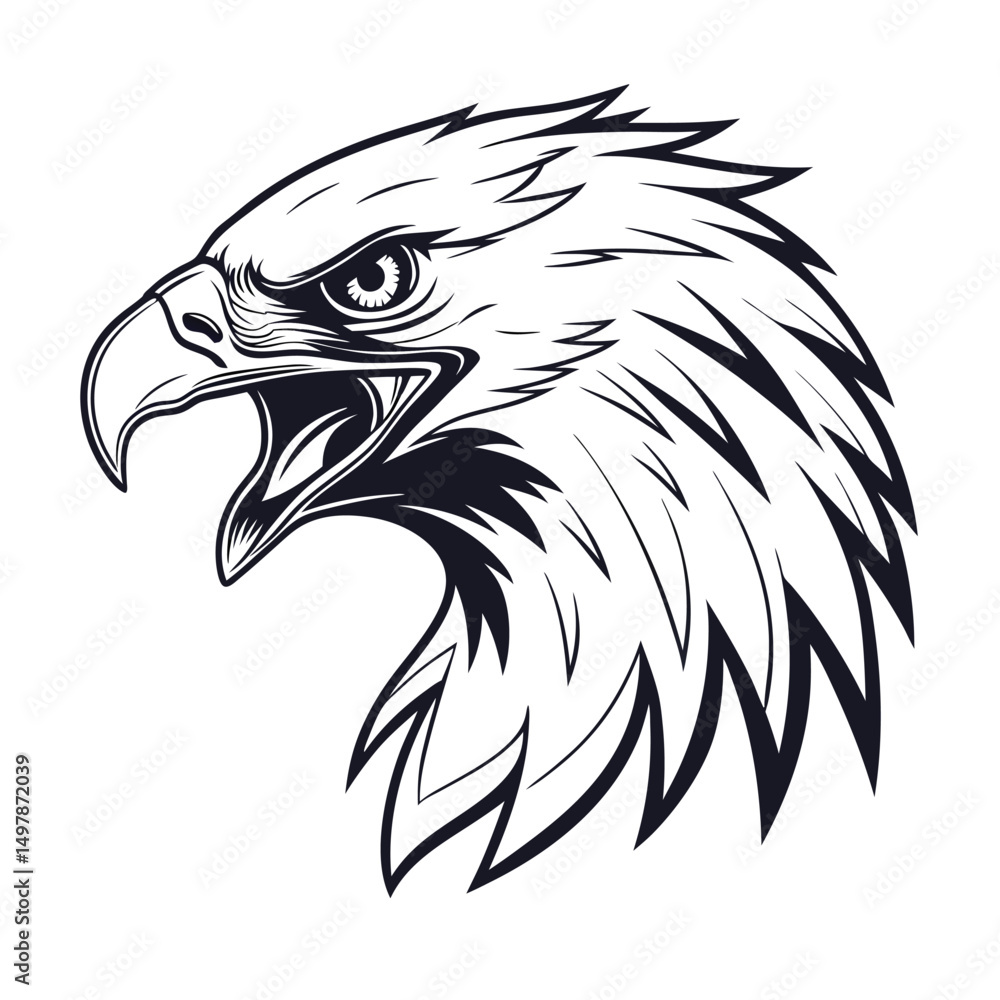 Obraz premium Eagle Head Silhouette Logo Illustration. Eagle Head vector art illustration. black eagle logo , icon design.