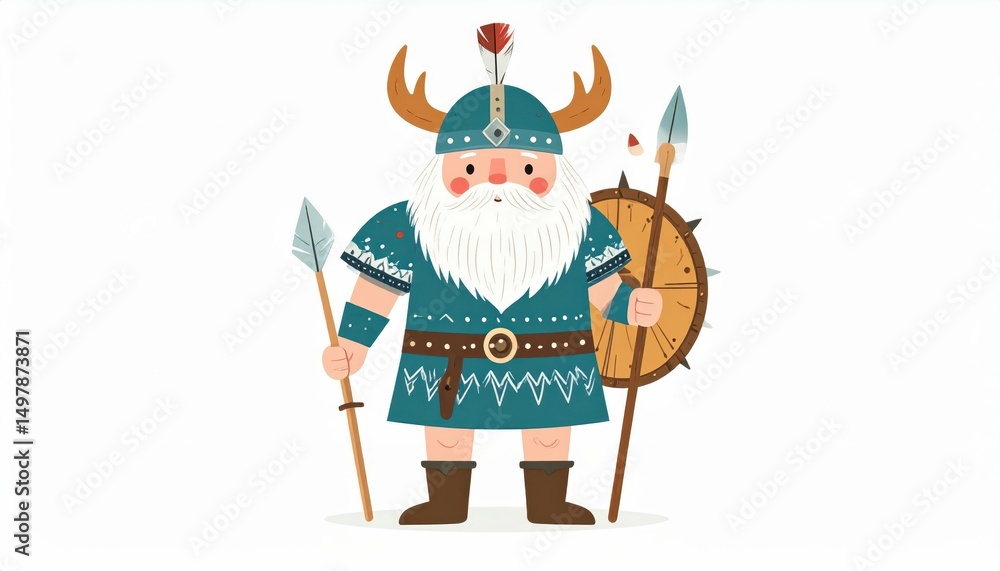 Naklejka premium Resourceful Scandinavian Hunter Gatherer in Minimal Armor Illustration