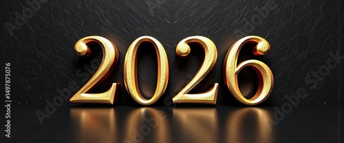 Happy New Year 2026: Golden Artwork for the Year to Come. A close up of the number 2026 on a black surface.