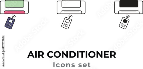 Air Conditioner Icons thin line and glyph, vector icon illustration.