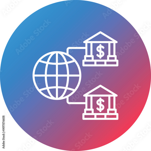 Internet Banking Line Gradient Circle Background Icon
