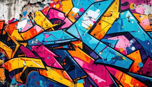 Wallpaper Mural Vibrant Graffiti Art on Urban Crumbling Wall in Rebellious Style Torontodigital.ca