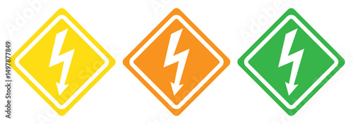 Free Download Warning sign. Dangerous electrical voltage icon set. High voltage sign. High voltage sign set, danger of electricity icons. - GFXLoad
