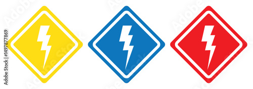 Warning sign. Dangerous electrical voltage icon set. High voltage sign. High voltage sign set, danger of electricity icons. Free Download Warning sign. Dangerous electrical voltage icon set. High voltage sign. High voltage sign set, danger of electricity icons. - GFXLoad