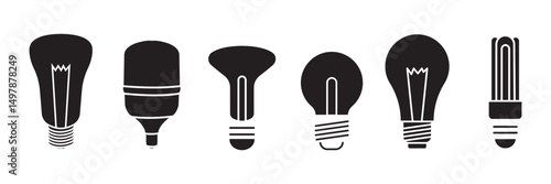 bulb icon set in editable stroke with black color  idea generation, light bulb symbol, lamp icon vector art illustration isolated on whit background . 