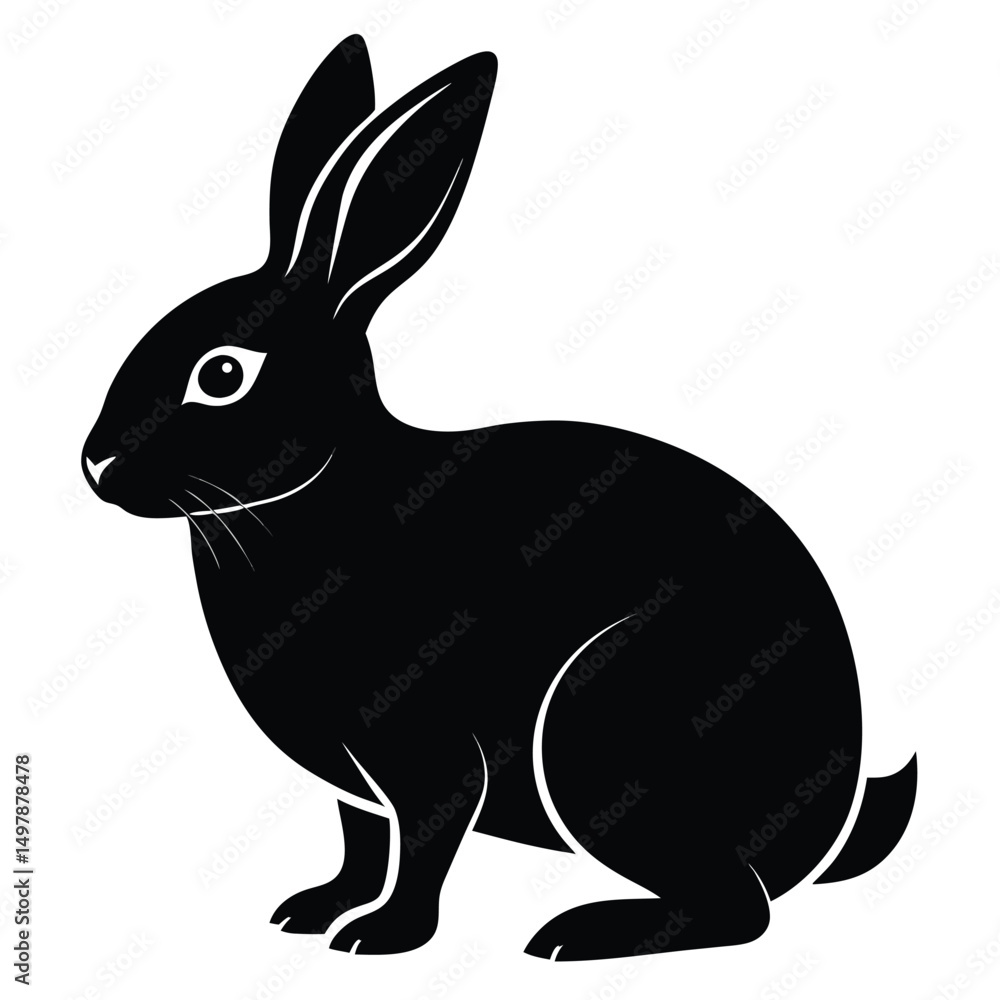 Obraz premium silhouette rabbit on white background