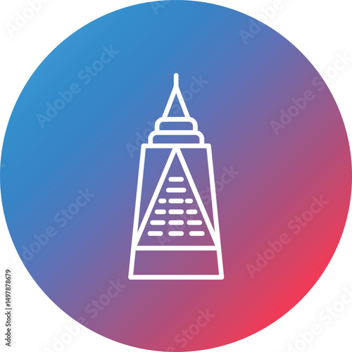 Trade Center Line Gradient Circle Background Icon