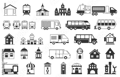urban building set for architecture and construction themes

