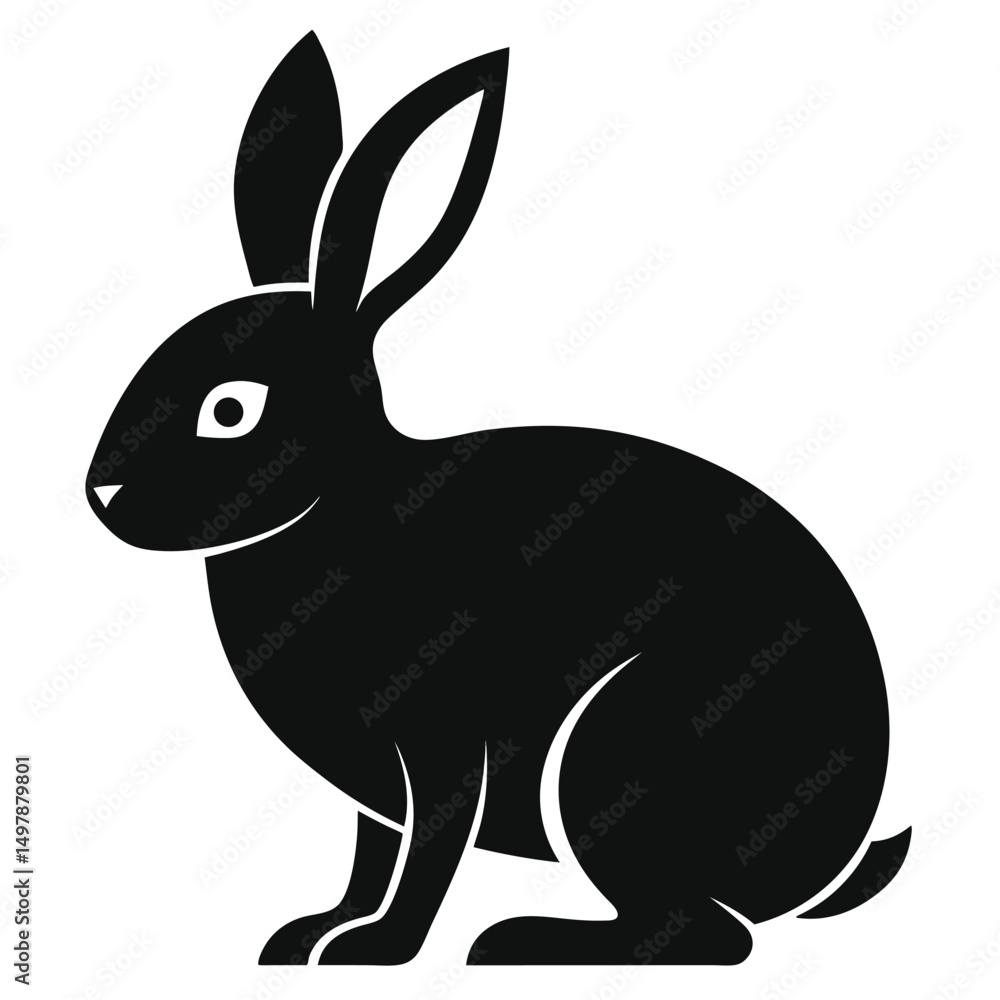 Fototapeta premium silhouette rabbit on white background