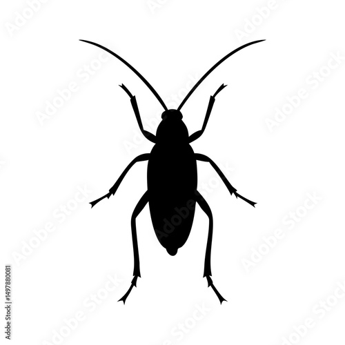 Black silhouette of a cockroach insect illustration