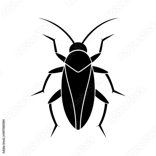 Simple black cockroach silhouette icon illustration