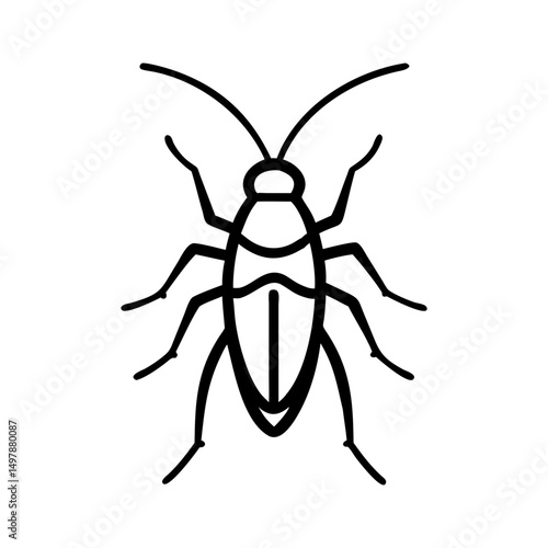 Simple line drawing of a cockroach insect icon