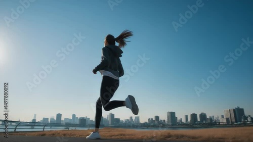 ジョギングをする日本人女性