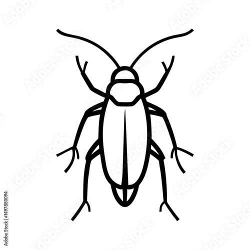 Simple line drawing of a cockroach insect icon
