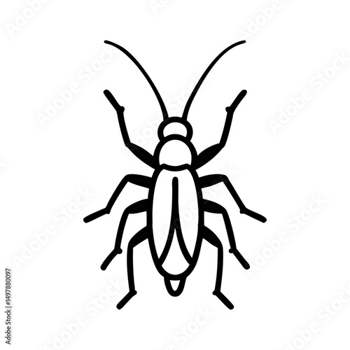 Simple line drawing of a cockroach insect icon