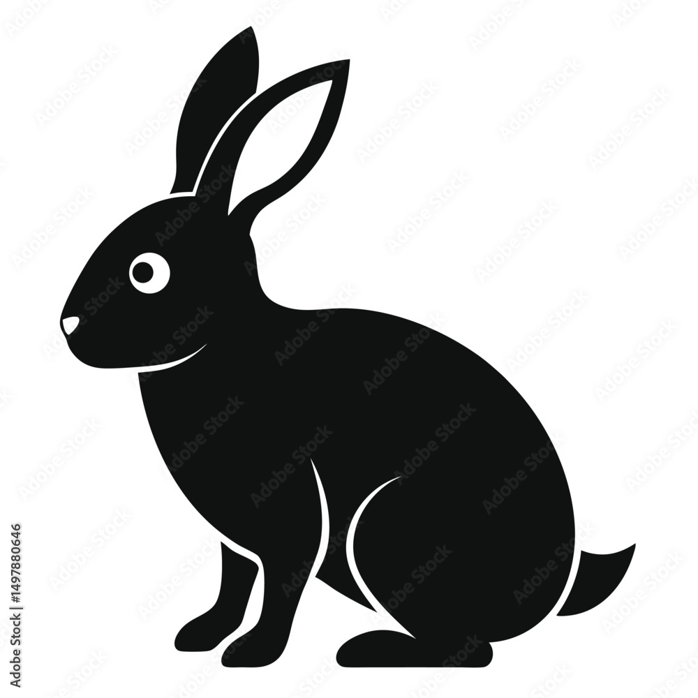 Obraz premium silhouette rabbit on white background