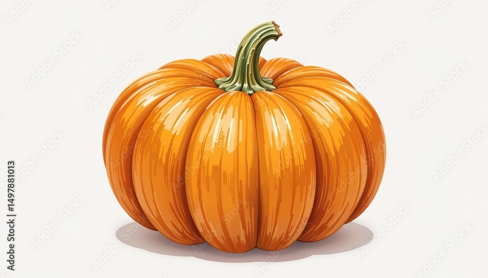 Freshly Harvested Pumpkin with Smooth, Vibrant Skin and Distinctive Curved Stem Perfect for Autumn Decorations Freshly Harvested Pumpkin with Smooth, Vibrant Skin and Distinctive Curved Stem Perfect for Autumn Decorations