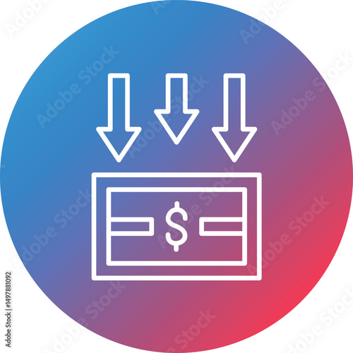 Depreciation Line Gradient Circle Background Icon
