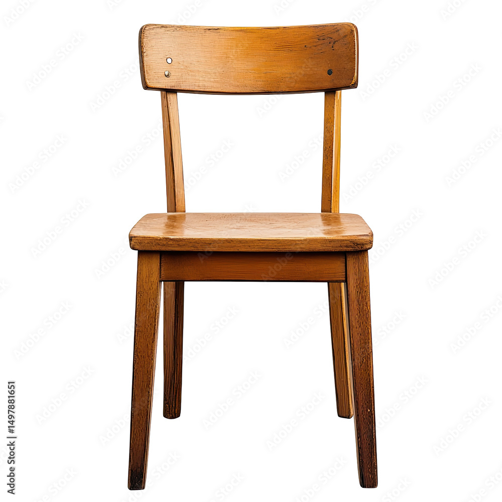 Simple wooden chair, rustic, light brown, isolated Simple wooden chair, rustic, light brown, isolated