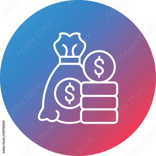Capital Line Gradient Circle Background Icon