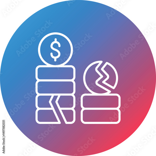 Bankrupt Line Gradient Circle Background Icon