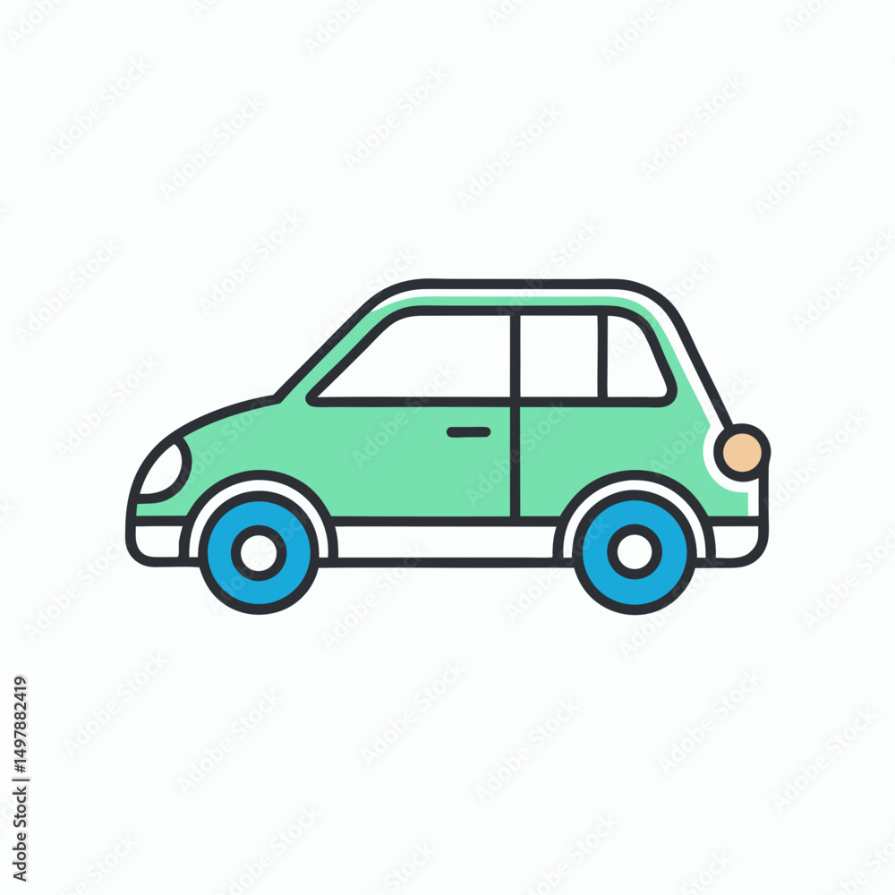 Fototapeta premium green car isolated on white background