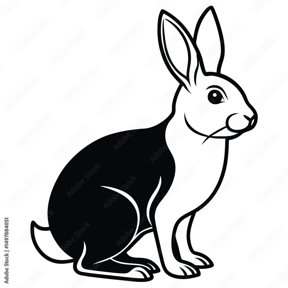 Obraz premium silhouette rabbit on white background