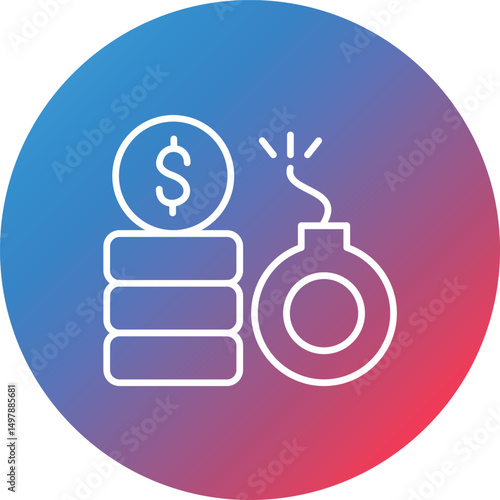 Debt Line Gradient Circle Background Icon
