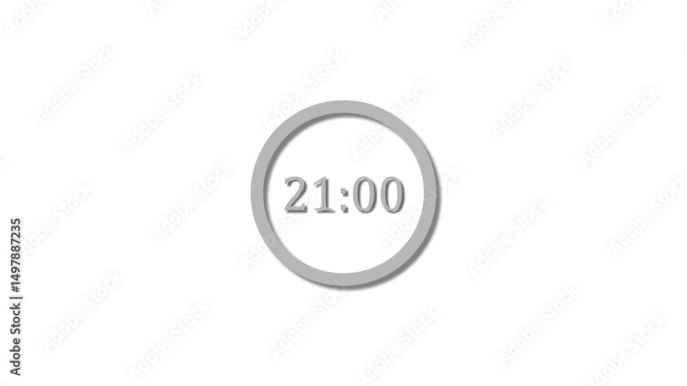 21 seconds countdown gray color 4k illustration. 21 seconds timer icon 4k illustration on white background. 21 seconds countdown gray color 4k illustration. 21 seconds timer icon 4k illustration on white background.