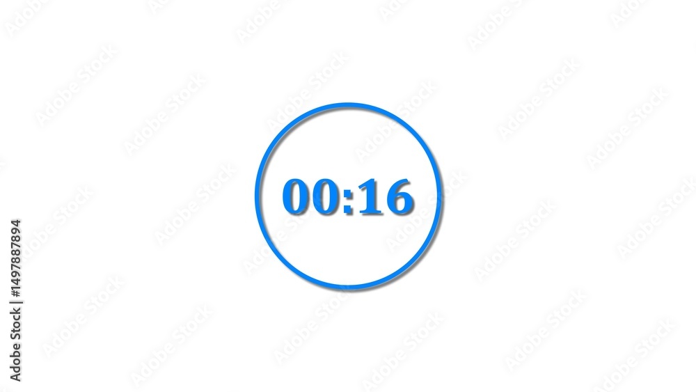 16 Seconds countdown Royal blue color 4k illustration. 16 seconds timer icon 4k illustration on white background. 16 Seconds countdown Royal blue color 4k illustration. 16 seconds timer icon 4k illustration on white background.