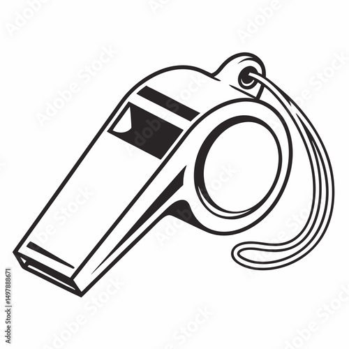 metal whistle isolated on white background