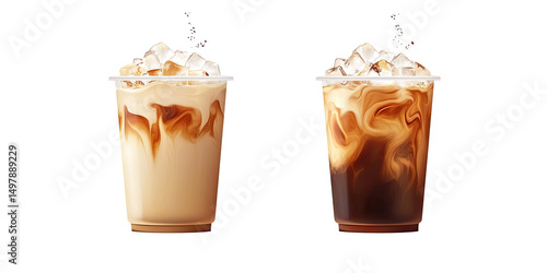 Wallpaper Mural Cold coffee beverages with whipped cream and caramel sauce isolated on white transparent background Torontodigital.ca